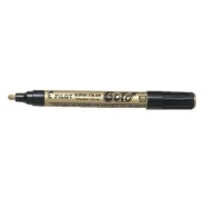 Pilot Super Color Rotulador Permanente Medio - Punta de 4,5mm de Poliacetal - Tinta muy Densa y Opaca - Cuerpo Metalico - Color Oro