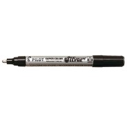Pilot Super Color Rotulador Permanente Medio - Punta de 4,5mm de Poliacetal - Tinta muy Densa y Opaca - Cuerpo Metalico - Color Plata