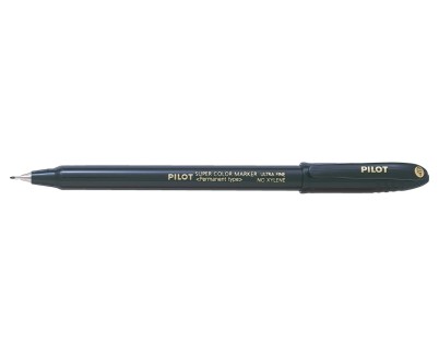 Pilot Super Color Rotulador Permanente Ultra Fino - Punta de Poliacetal 1mm - Libre de Xileno - Color Negro