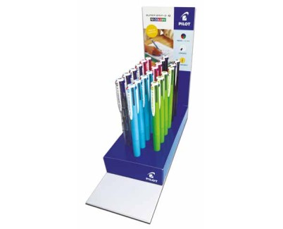 Pilot SuperGrip G 4 Colores Expositor con 20 Boligrafos de Bola Retractiles - Tinta con Base de Aceite - Cuerpo de Colores Surtidos