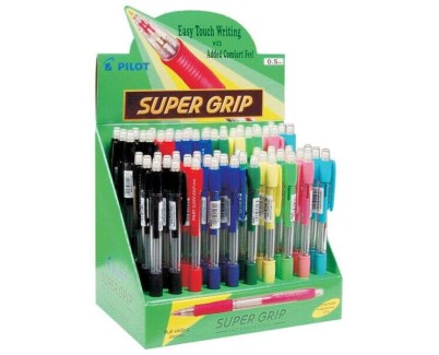 Pilot SuperGrip H185 Expositor de 60 Portaminas - Trazo 0.5mm - Mina HB - Colores Surtidos