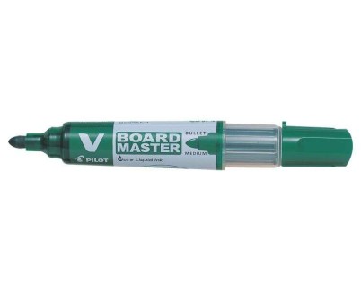 Pilot V-Board Master Begreen Rotulador para Pizarra Blanca - Punta Redonda 6mm - Trazo 2.3mm - 91% Plastico Reciclado - Recargable - Color Verde