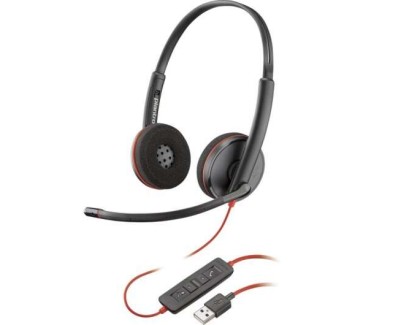 Plantronics/Poly Blackwire C5220 USB-A Auriculares con Microfono - Almohadillas Acolchadas - Controles en Cable - Color Negro