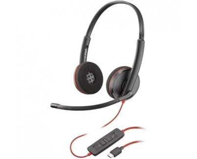 Plantronics/Poly Blackwire C5220 USB-C Auriculares con Microfono - Almohadillas Acolchadas - Controles en Cable - Color Negro