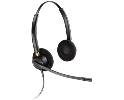 Plantronics/Poly EncorePro 520 Auriculares con Microfono - Conexion QD - Cancelacion de Ruido - Almohadillas Acolchadas - Color Negro