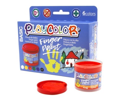 PlayColor Basic Finger Paint Pack de 6 Botes de Pintura para Dedos 40ml - Testado Dermatologicamente - Secado Rapido - Sin Disolventes - Gran Viscosidad - Alta Opacidad - Colores Surtidos