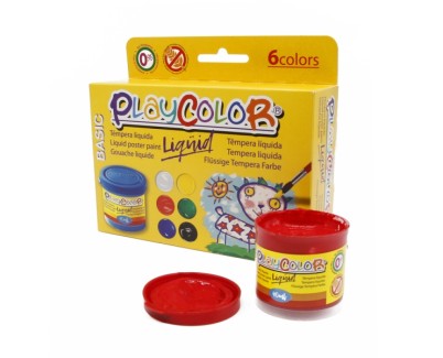 PlayColor Basic Liquid Pack de 6 Temperas 40ml - No Ondula el Papel - Gran Viscosidad - Alta Opacidad - Colores Surtidos