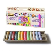 PlayColor Tuttifrutti Pack de 12 Temperas Solidas - No Arrugan el Papel - No Necesitan Barniz - Colores Metallic, Fluo y Pastel Surtidos