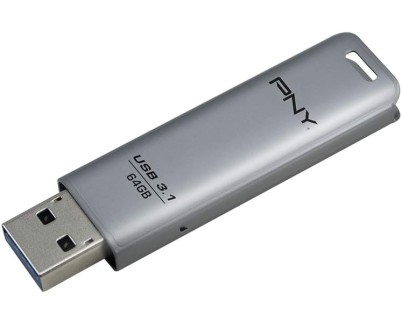 PNY Elite Steel Memoria USB 3.1 64GB - Acabado en Metal - Enganche para Llavero - Color Acero (Pendrive)