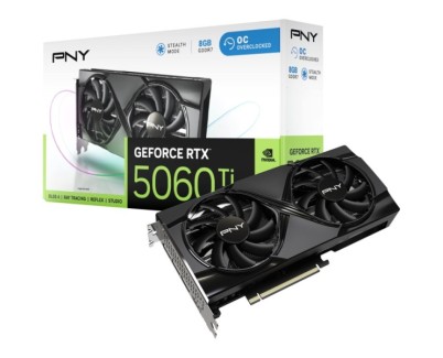 PNY GeForce RTX 5060 OC Tarjeta Grafica 8GB GDDR7 Overclocked, Dual Fan, 1X HDMI, 3X DisplayPorts