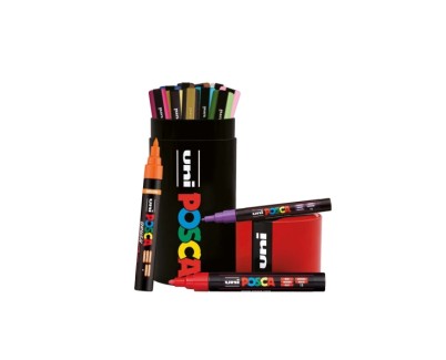 Posca Lata Metalica con 13 Marcadores de Pintura - 4x PC-5M, 5x PC-3M, 4x PC-5BR - Tinta Base al Agua - No Permanente - Resistente a la Luz - Colores Surtidos