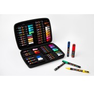 Posca Maletin Premium con 40 Marcadores de Pintura - Surtido en Color y Trazo - Punta de Poliester - Tinta Pigmentada Base Agua - Resistente a la Luz - Colores Surtidos