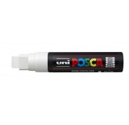 Posca PC-17K Marcador de Pintura - Punta Biselada de Poliester 15mm - Ancho de Trazo Muy Grueso - Tinta Base al Agua - Resistente a la Luz - Ideal para Carteleria y Decoracion - Color Blanco