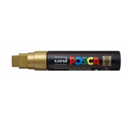 Posca PC-17K Marcador de Pintura - Punta Biselada de Poliester 15mm - Linea Muy Gruesa - Tinta Base al Agua - Resistente a la Luz - Color Oro