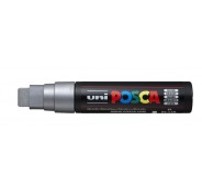 Posca PC-17K Marcador de Pintura - Punta Biselada de Poliester 15mm - Tinta Base al Agua - Resistente a la Luz - No Permanente - Color Plata