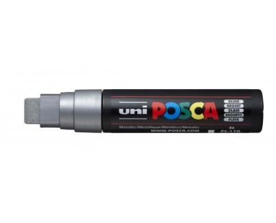 Posca PC-17K Marcador de Pintura - Punta Biselada de Poliester 15mm - Tinta Base al Agua - Resistente a la Luz - No Permanente - Color Plata