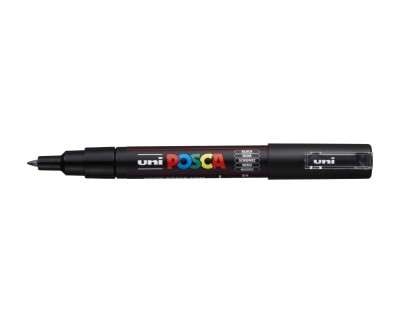 Posca PC-1M Marcador de Pintura - Punta de Poliester Conica 0.7mm - Ancho de Trazo 0.7mm - Tinta Base al Agua - Resistente a la Luz - Color Negro