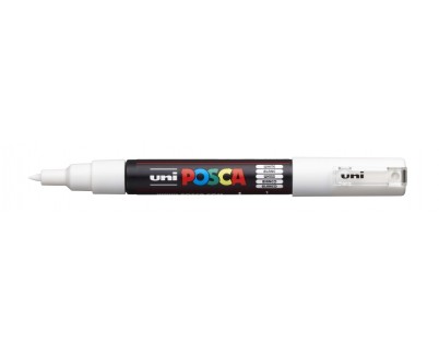 Posca PC-1M Marcador de Pintura - Punta de Poliester Conica 0.7mm - Tinta Base al Agua - Resistente a la Luz - No Permanente - Color Blanco
