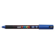 Posca PC-1MR Marcador de Pintura - Punta Roller de Fibra 0.7mm - Linea Extrafina - Tinta Pigmentada Base al Agua - Resistente a la Luz - Color Azul