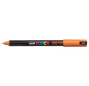 Posca PC-1MR Marcador de Pintura - Punta Roller de Fibra 0.7mm - Linea Extrafina - Tinta Pigmentada Base al Agua - Resistente a la Luz - Color Naranja