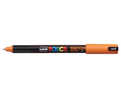 Posca PC-1MR Marcador de Pintura - Punta Roller de Fibra 0.7mm - Linea Extrafina - Tinta Pigmentada Base al Agua - Resistente a la Luz - Color Naranja