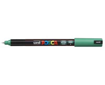 Posca PC-1MR Marcador de Pintura - Punta Roller de Fibra 0.7mm - Linea Extrafina - Tinta Pigmentada Base al Agua - Resistente a la Luz - Color Verde