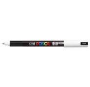 Posca PC-1MR Marcador de Pintura - Punta Roller de Fibra 0.7mm - Tinta Pigmentada Base al Agua - Linea Extrafina - Resistente a la Luz - Color Blanco