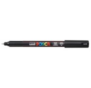 Posca PC-1MR Marcador de Pintura - Punta Roller de Fibra 0.7mm - Tinta Pigmentada Base al Agua - Resistente a la Luz - Color Negro