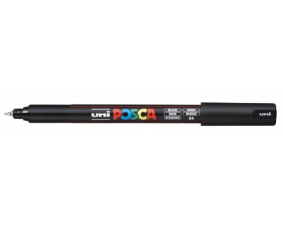 Posca PC-1MR Marcador de Pintura - Punta Roller de Fibra 0.7mm - Tinta Pigmentada Base al Agua - Resistente a la Luz - Color Negro