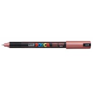 Posca PC-1MR Marcador de Pintura - Punta Roller de Fibra 0.7mm - Tinta Pigmentada Base al Agua - Resistente a la Luz - Color Rojo Metálico
