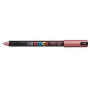 Posca PC-1MR Marcador de Pintura - Punta Roller de Fibra 0.7mm - Tinta Pigmentada Base al Agua - Resistente a la Luz - Color Rojo Metálico