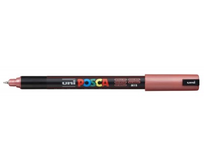 Posca PC-1MR Marcador de Pintura - Punta Roller de Fibra 0.7mm - Tinta Pigmentada Base al Agua - Resistente a la Luz - Color Rojo Metálico