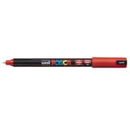 Posca PC-1MR Marcador de Pintura - Punta Roller de Fibra 0.7mm - Tinta Pigmentada Base al Agua - Resistente a la Luz - Color Rojo