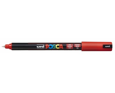 Posca PC-1MR Marcador de Pintura - Punta Roller de Fibra 0.7mm - Tinta Pigmentada Base al Agua - Resistente a la Luz - Color Rojo