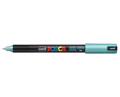 Posca PC-1MR Marcador de Pintura - Punta Roller de Fibra 0.7mm - Tinta Pigmentada Base al Agua - Resistente a la Luz - Color Verde Met&aacute;lico