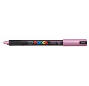 Posca PC-1MR Marcador de Pintura - Punta Roller de Fibra 0.7mm - Tinta Pigmentada Base al Agua - Resistente a la Luz - No Permanente - Color Rosa Metálico
