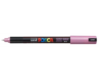 Posca PC-1MR Marcador de Pintura - Punta Roller de Fibra 0.7mm - Tinta Pigmentada Base al Agua - Resistente a la Luz - No Permanente - Color Rosa Met&aacute;lico