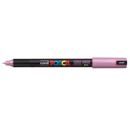 Posca PC-1MR Marcador de Pintura - Punta Roller de Fibra 0.7mm - Tinta Pigmentada Base al Agua - Resistente a la Luz - No Permanente - Color Rosa Metálico
