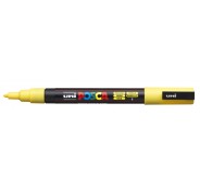Posca PC-3M Marcador de Pintura - Base al Agua - Punta Conica de 0.9-1.3mm - No Permanente - Resistente a la Luz - Inodoro - Ideal para Carteleria y Decoracion - Color Amarillo