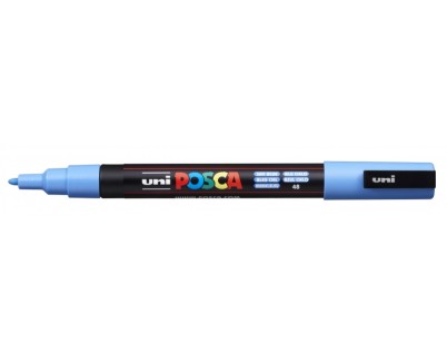 Posca PC-3M Marcador de Pintura - Punta Conica 0.9-1.3mm - Tinta Base al Agua - Resistente a la Luz - No Permanente - Color Azul Cielo