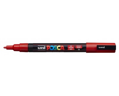 Posca PC-3M Marcador de Pintura - Punta Conica 0.9-1.3mm - Tinta Base al Agua - Resistente a la Luz - No Permanente - Color Rojo