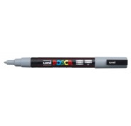 Posca PC-3M Marcador de Pintura - Punta Conica de Poliester 0.9-1.3mm - Tinta Base al Agua - Resistente a la Luz - Color Gris