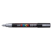 Posca PC-3M Marcador de Pintura - Punta Conica de Poliester 0.9-1.3mm - Tinta Base al Agua - Resistente a la Luz - Color Plata