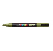 Posca PC-3M Marcador de Pintura - Punta Conica de Poliester 0.9-1.3mm - Tinta Base al Agua - Resistente a la Luz - Color Verde Kaki