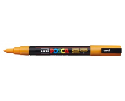 Posca PC-3M Marcador de Pintura - Punta Conica de Poliester 0.9-1.3mm - Tinta Base al Agua - Resistente a la Luz - No Permanente - Color Naranja Medio