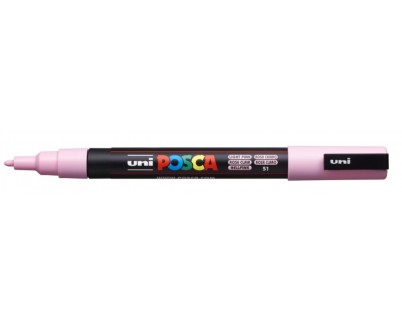 Posca PC-3M Marcador de Pintura - Punta de Poliester Conica 0.9-1.3mm - Tinta Base al Agua - Resistente a la Luz - No Permanente - Color Rosa Claro