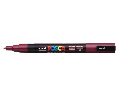 Posca PC-3M Marcador de Pintura - Punta de Poliester Conica 0.9-1.3mm - Tinta Base al Agua - Resistente a la Luz - No Permanente - Color Vino