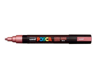 Posca PC-5M Marcador de Pintura - Punta de Bala 1.8-2.5mm - Base al Agua - No Permanente - Resistente a la Luz - Color Rojo Metálico