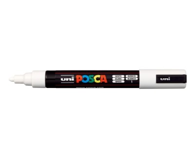 Posca PC-5M Marcador de Pintura - Punta de Bala 1.8-2.5mm - Tinta Base al Agua - Resistente a la Luz - Color Blanco
