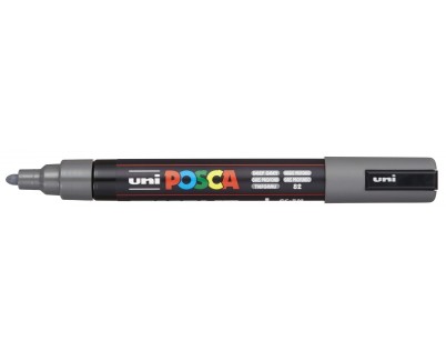 Posca PC-5M Marcador de Pintura - Punta de Bala 1.8-2.5mm - Tinta Base al Agua - Resistente a la Luz - Color Gris Profundo